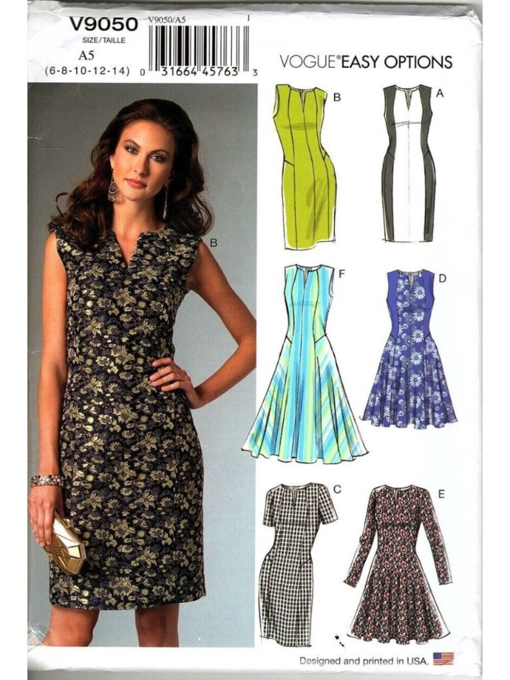 Vogue V9050 Misses 6 to 14 Semi Fitted Lined Dress UNCUT Sewing Pattern